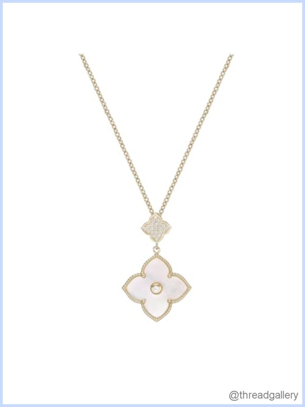 Special Cut Mother of Pearl Flower Pendant Necklace in Gold Plated 925 Sterling